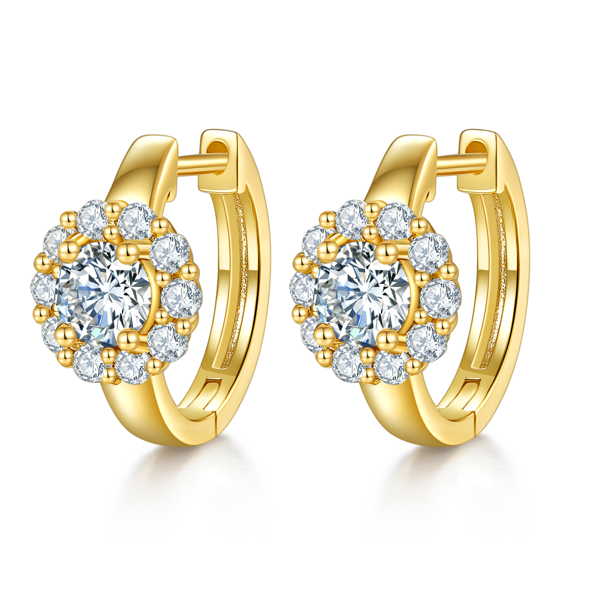 Sunflower Four Claw Earrings S925 Silver Moissanite Grade D 1.6CT